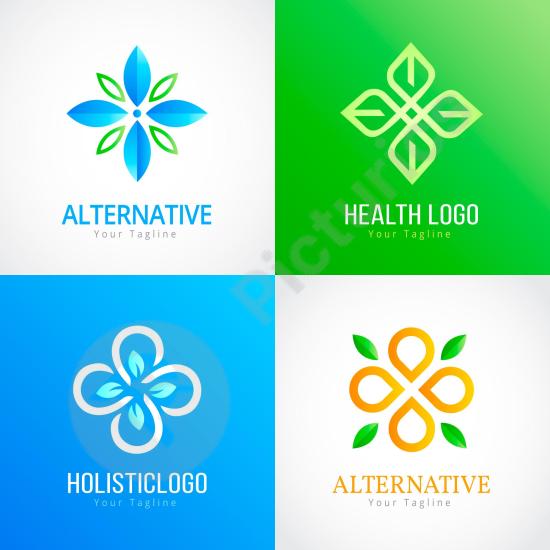 Set of gradient holistic logo templates, ideal for wellness brands, modern businesses, and creative design projects.
