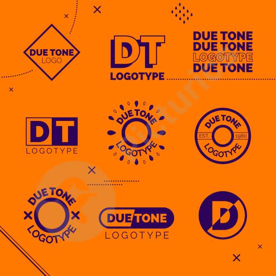 Collection of minimalist two-color logo designs, perfect for clean and modern branding projects.