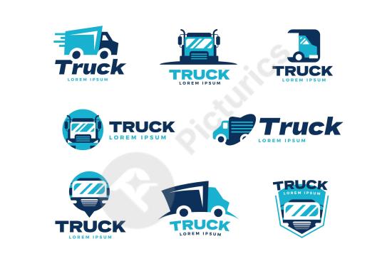 Set of creative truck logo templates, perfect for unique branding in transport, delivery, and logistics businesses with modern design.