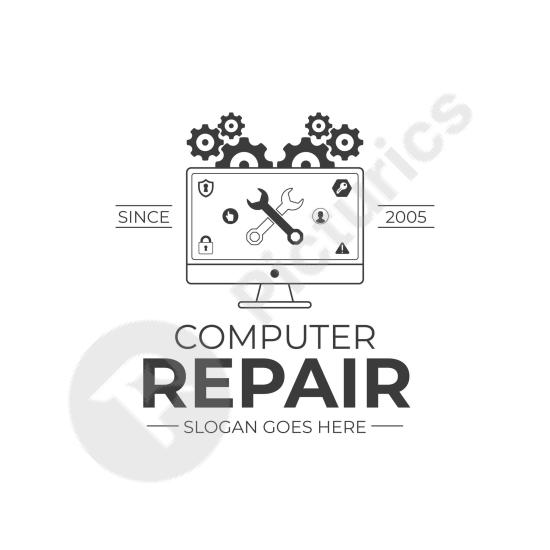 Creative flat linear laptop logo template, perfect for tech brands, IT companies, and electronic device branding with a modern style.