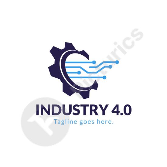 Hand-drawn Industry 4.0 logo design, perfect for smart factories, automation, and digital transformation branding with an artistic touch.