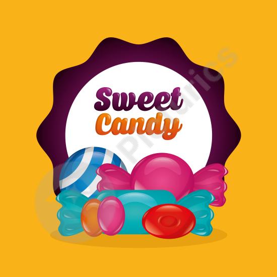 Colorful sweet candy background, perfect for dessert-themed designs, packaging, party invitations, or playful and fun creative projects.