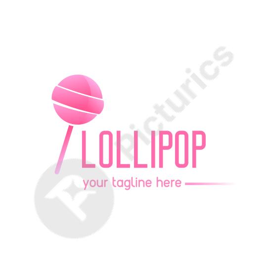 Cute pink lollipop logo design, ideal for candy shops, dessert brands, or playful and colorful branding with a sweet and fun style.