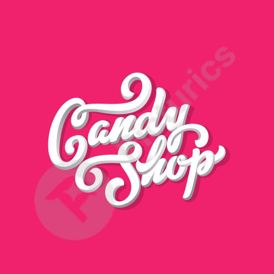 Vintage-style candy shop lettering with sweet calligraphy, ideal for retro branding, dessert logos, signage, or nostalgic packaging designs.