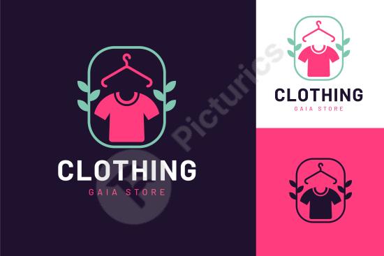 Flat design logo template for clothing stores. Perfect for fashion brands, apparel shops, and modern retail business branding.
