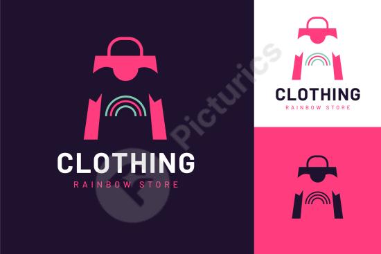 Modern flat design logo template for clothing stores. Ideal for fashion brands, apparel shops, and retail business branding.