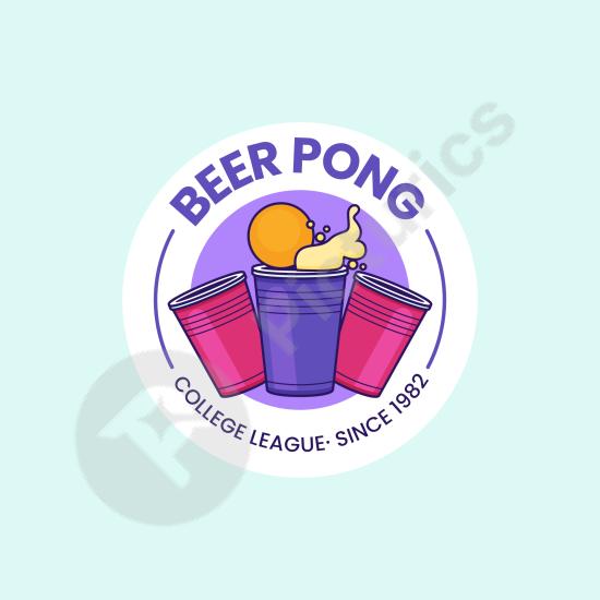 Creative hand-drawn beer pong logo design. Perfect for party invites, bar branding, drinking games, and casual event graphics.
