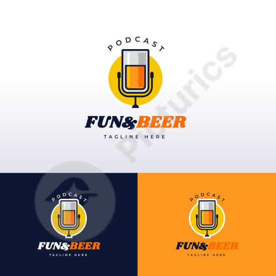 Creative and detailed podcast logo template. Perfect for audio shows, radio channels, media brands, and digital broadcasting visuals.