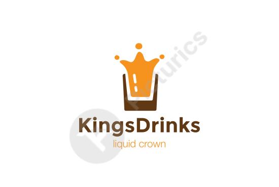 Elegant drink logo template with crown splash design. Ideal for bars, alcohol brands, beverage companies, or luxury drink branding.