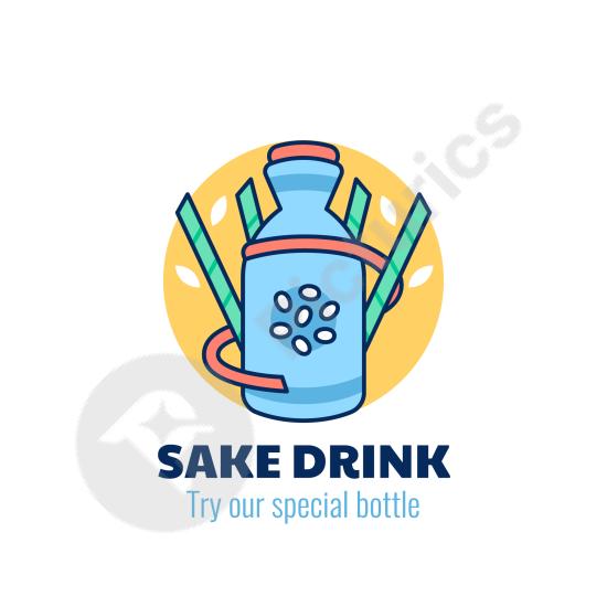 Hand-drawn sake logo design with traditional Japanese style, ideal for beverage branding, restaurant identity, or packaging design.
