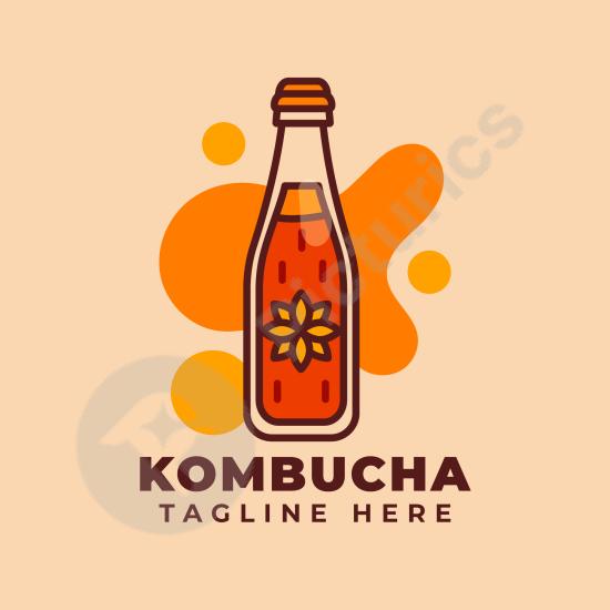 Modern kombucha logo template ideal for tea brands, organic drinks, and health-focused beverage businesses. Editable and ready for branding.