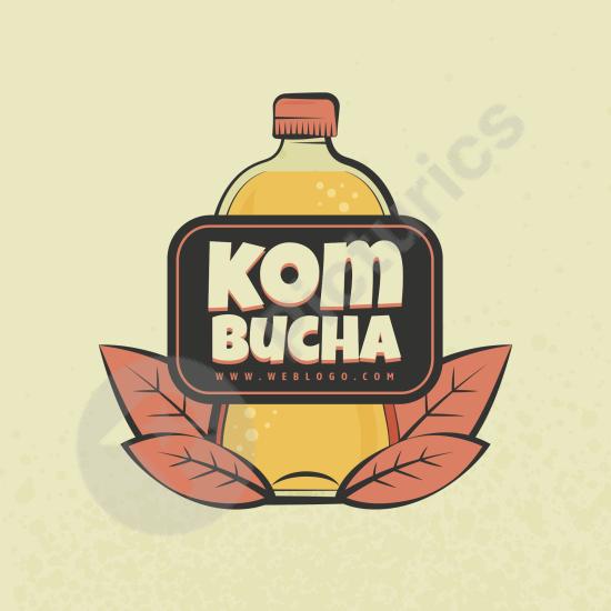 Creative hand-drawn kombucha logo perfect for organic tea brands, beverage packaging, and artisanal product labels.