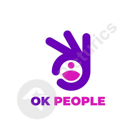 Clean OK hand gesture combined with user icon, ideal for social apps, user approval, and community-related designs.
