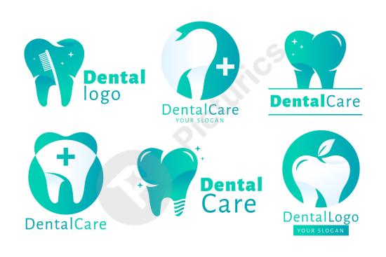 Set of flat dental logo templates, ideal for dental clinics, oral care brands, orthodontics, and health-related businesses.