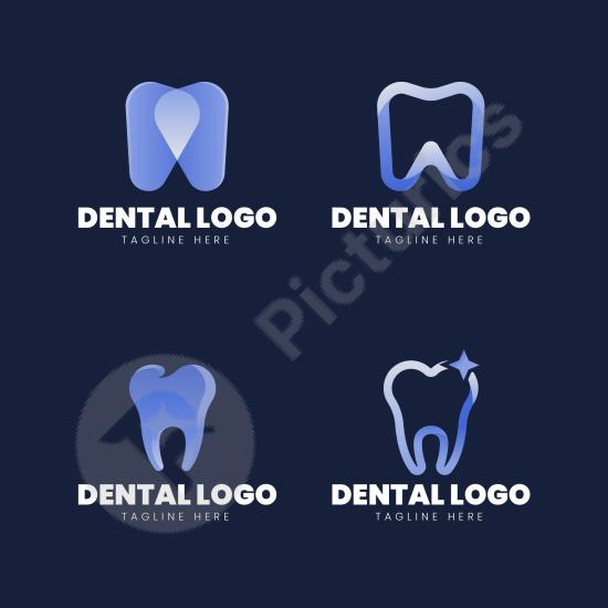 Modern gradient dental logo pack with tooth and smile elements, perfect for dentists, clinics, and oral care branding projects.