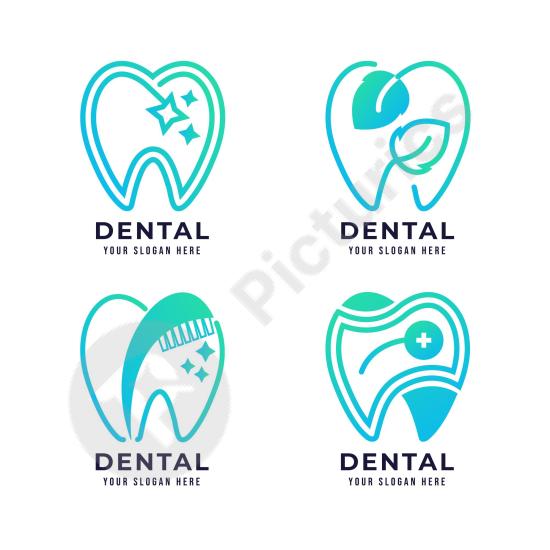 Collection of gradient dental logo templates, ideal for modern clinics, oral health brands, dentists, and professional healthcare branding.