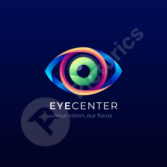 Modern gradient eye logo template, perfect for vision care, optometry, security, or creative branding projects.