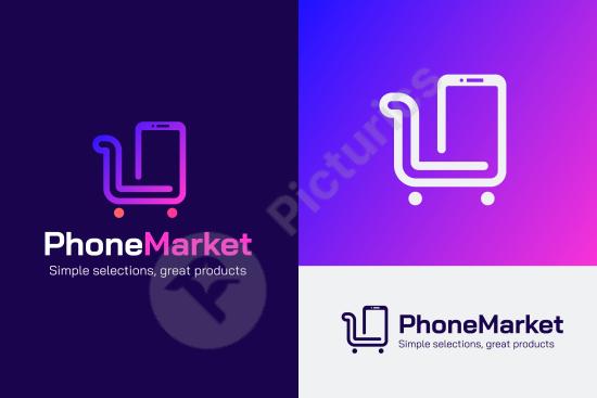 Gradient logo design for a mobile store, ideal for phone shops, tech startups, digital services, and modern brand identities.