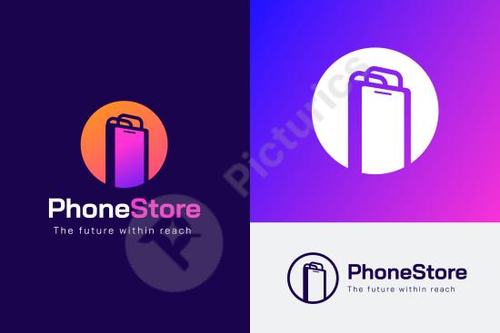 Creative gradient logo design for a mobile store, ideal for tech shops, phone services, electronics, and digital branding projects.