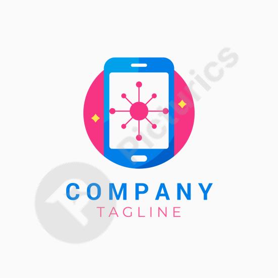 Flat style mobile store logo design, ideal for tech shops, phone repair, digital services, and modern branding projects.