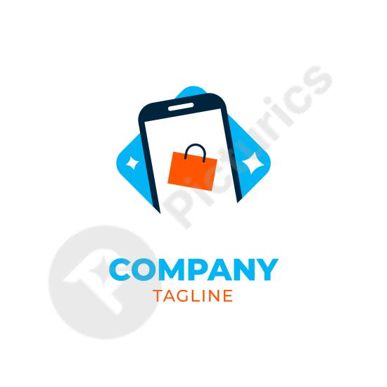 Flat design mobile store logo template, perfect for phone shops, tech businesses, digital brands, and modern store identities.