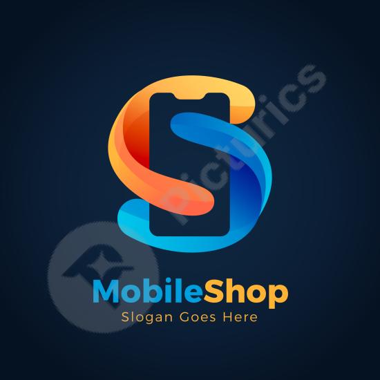 Gradient logo design for mobile stores, ideal for phone shops, tech brands, digital services, and modern business identities.