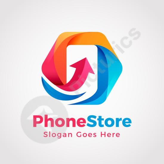 Modern gradient logo design for mobile stores, perfect for phone shops, tech brands, digital services, and sleek business identities.