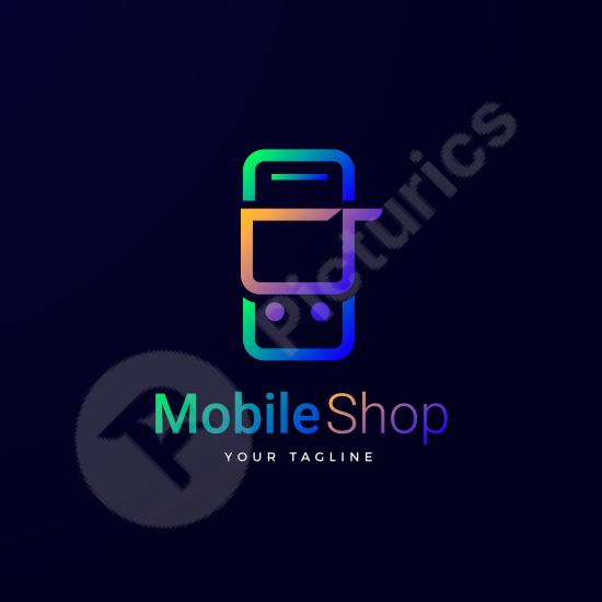 Stylish gradient logo template for mobile stores, perfect for phone shops, tech brands, digital services, and modern store identities.