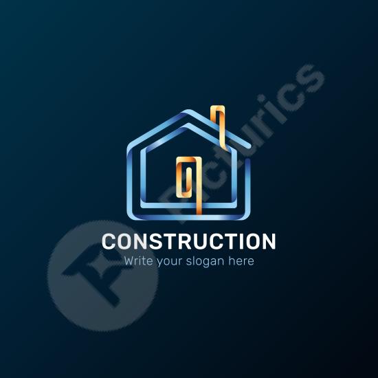 Modern gradient logo design template for construction companies. Ideal for builders, contractors, and real estate branding.