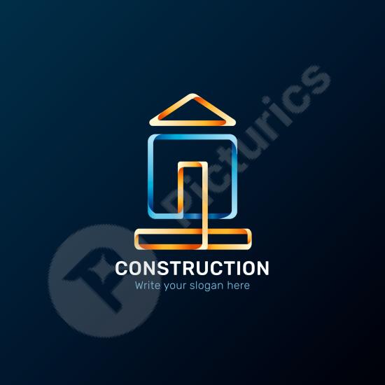 Modern gradient logo design template for construction companies. Ideal for builders, contractors, and real estate branding.