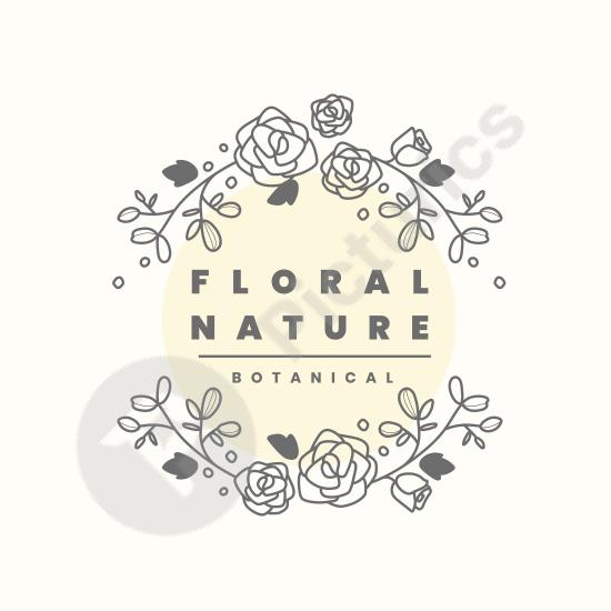 Elegant floral ornament logo template with botanical vector elements. Perfect for flower shops, natural brands, or creative businesses.