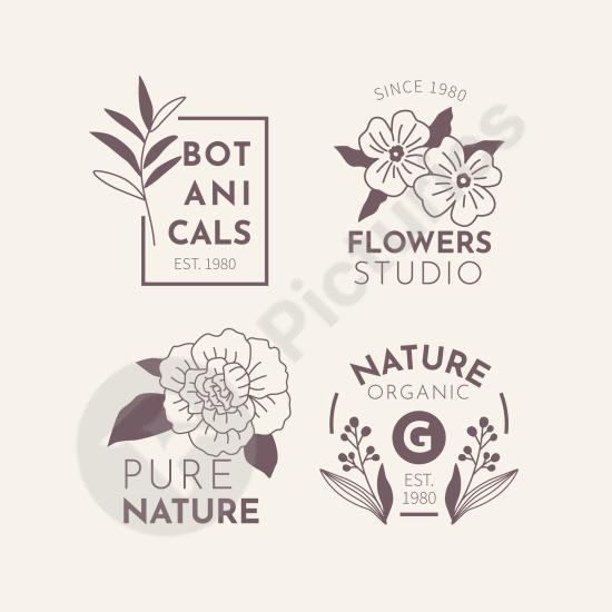 Minimalist logo set for natural and eco-friendly businesses. Perfect for organic brands, wellness companies, and sustainable design projects.