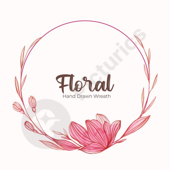 Elegant hand-drawn floral line frame with watercolor details. Perfect for invitations, branding, and artistic decorative projects.