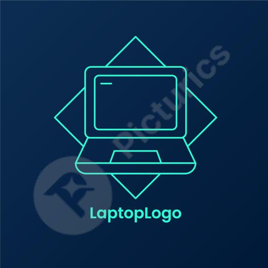Minimal and creative laptop line logo in flat style. Perfect for tech brands, digital agencies, IT services, and modern branding needs.