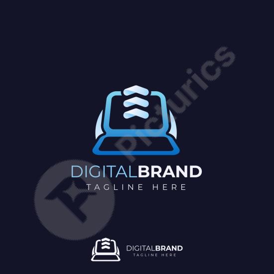 Modern gradient laptop logo template. Ideal for tech startups, digital branding, computer services, and creative technology businesses.