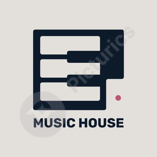 Editable flat piano key logo design. Perfect for music schools, artists, events, and creative branding related to sound and melody.