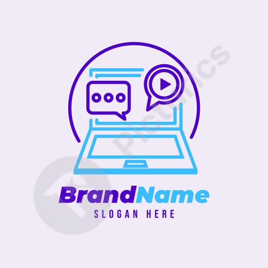 Clean linear flat laptop logo design. Great for tech brands, digital services, software companies, and modern business branding.