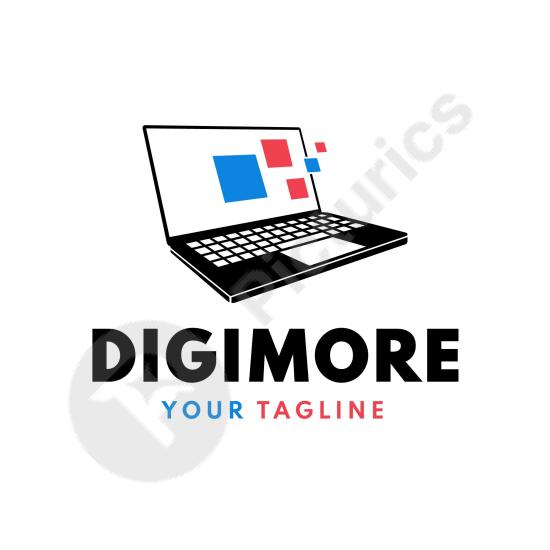 Modern flat computer logo template. Ideal for tech companies, IT services, digital brands, and technology-related business identities.