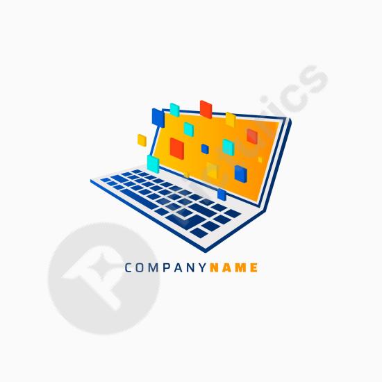 Sleek gradient laptop logo template. Perfect for tech startups, digital businesses, and modern computer-related branding projects.