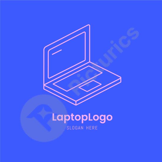 Creative flat linear laptop logo design. Ideal for tech brands, digital agencies, startups, and modern technology branding needs.