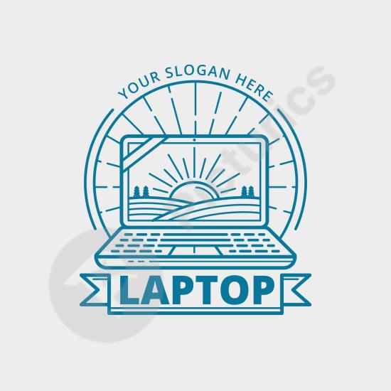 Minimal flat linear laptop logo design. Ideal for tech startups, digital brands, IT services, and modern technology business identities.