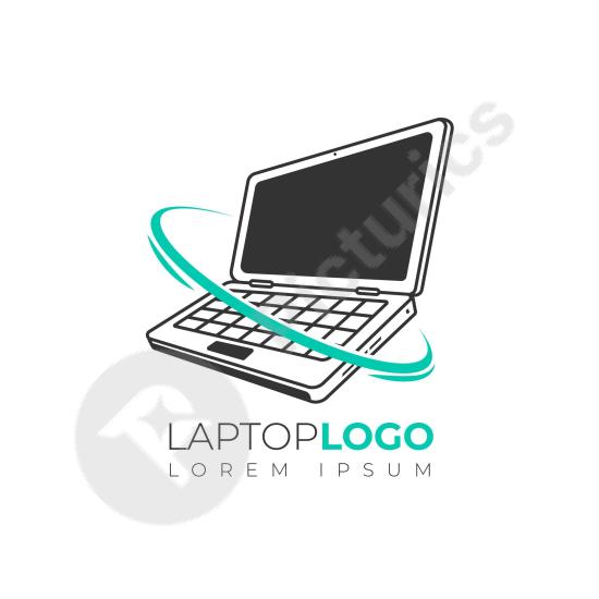 Modern flat laptop logo template. Perfect for tech companies, startups, digital services, and modern computer-related branding.