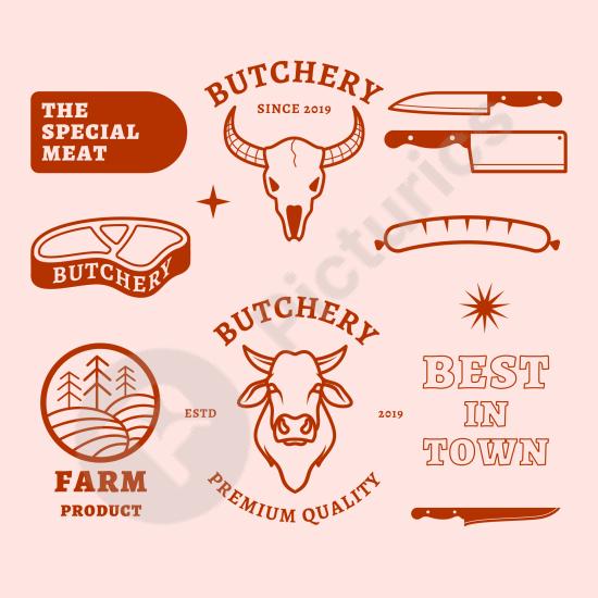 Minimalist two-color logo elements collection, perfect for clean and modern branding, business design, and versatile vector icons.