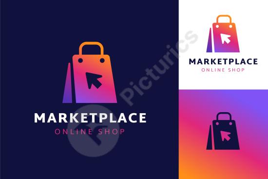 Stylish gradient logo template for Instagram shops. Ideal for branding online stores and enhancing social media presence.