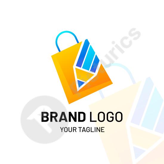 Elegant gradient logo template for stationery shops. Ideal for branding, business identity, and professional store marketing visuals.