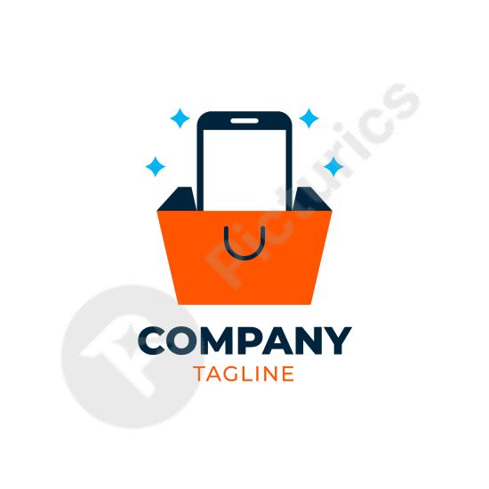 Clean flat design logo template for mobile shops. Perfect for tech store branding, online business identity, and marketing materials.