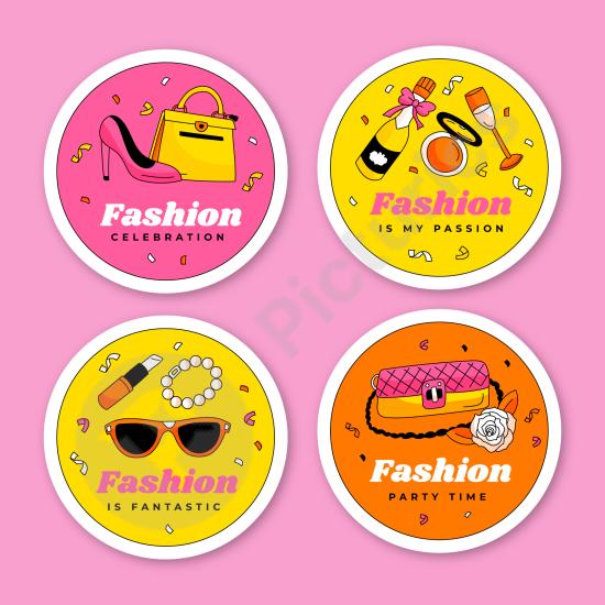 Trendy label collection for fashion and style. Perfect for clothing branding, tag design, and modern apparel presentation.
