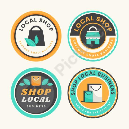 Unique hand-drawn local shop collection. Perfect for creative branding, store identity, and artistic marketing designs.
