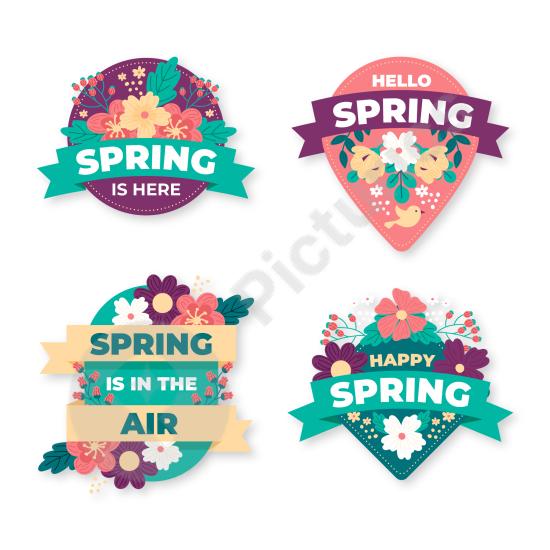 Beautiful spring label collection design. Perfect for seasonal branding, floral packaging, and creative tag designs.