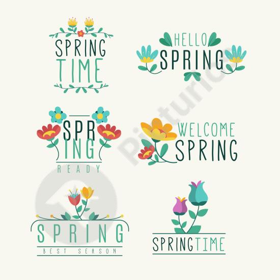 Charming spring badges with flowers. Ideal for seasonal branding, floral decorations, and creative graphic design projects.